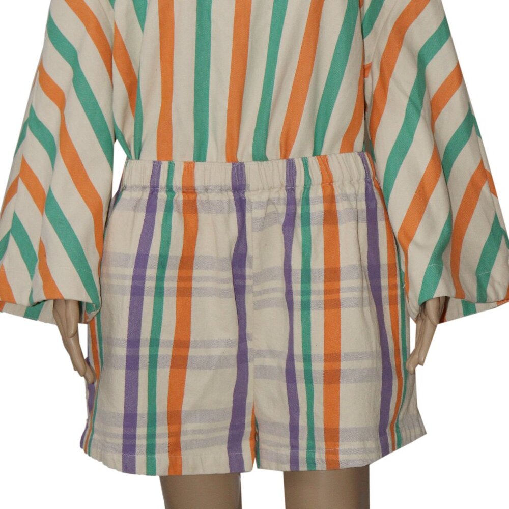 Free People Free Est The Tone Set Striped Printed Oversized Top Shorts XL - Picture 4 of 11